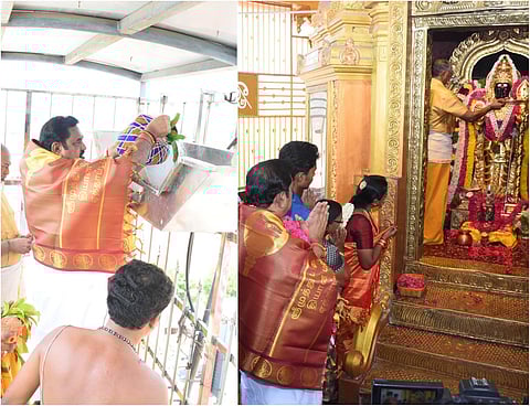 சேலம் மாவட்டம் புத்திர கவுண்டம்பாளையத்தில் உள்ள 146 அடி உயர முருகன் சிலைகொண்ட கோயிலில் அதிமுக பொதுச்செயலாளர் பழனிசாமி வழிபாடு.