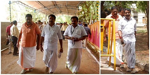 நெல்லையில் வாக்கு எண்ணும் மையத்தில் இருந்து வெளியேறும் பாஜக வேட்பாளர் நயினார் நாகேந்திரன் | படங்கள்: லெட்சுமி அருண்