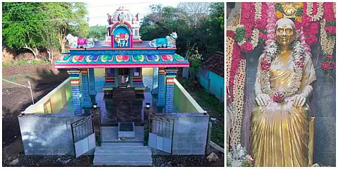 வெளியாரி கிராமத்தில் மறைந்த தாயார் முத்துக்காளியம்மாள் நினைவாக அவரது மகன்கள் கட்டிய கோயில்