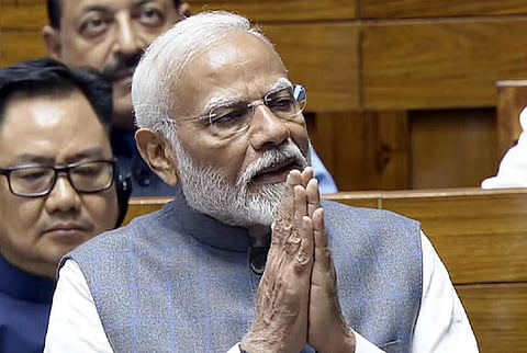 மக்களவையில் உரையாற்றும் பிரதமர் மோடி