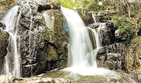 தாண்டிக்குடி அருகேயுள்ள புல்லாவெளி அருவி.