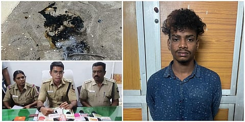 எடப்பாடி காவல் நிலையத்தில் பெட்ரோல் குண்டு வீசிய இளைஞர் ஆதித்யாவை தனிப்படை போலீஸார் கைது செய்தனர்.