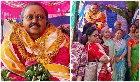 பள்ளிப்பட்டு அருகே பூர்விக கிராமத்தில் பாடகர் எஸ்பிபி உருவச் சிலை திறப்பு 