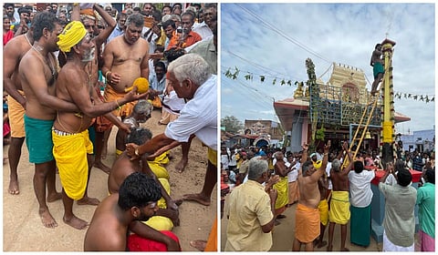 பழநி: கோயில் திருவிழாவில் தலையில் தேங்காய் உடைத்து நேர்த்திக்கடன் செலுத்திய பக்தர்கள்