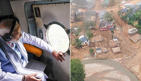 வயநாடு நிலச்சரிவு பாதிப்பு: பிரதமர் நரேந்திர மோடி ஹெலிகாப்டர் மூலம் ஆய்வு