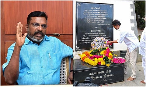 பெரியார் திடலில் தவெக தலைவர் விஜய் மரியாதை - திருமாவளவன் பாராட்டு