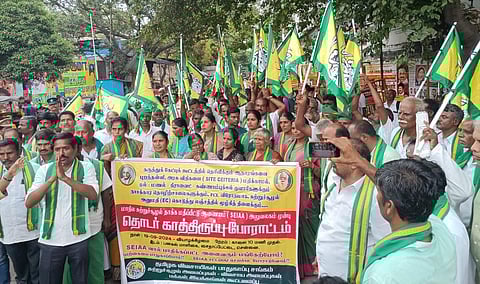 சென்னை: சுற்றுச்சூழல் தாக்க மதிப்பீட்டு ஆணையத்தை கண்டித்து விவசாயிகள் ஆர்ப்பாட்டம்