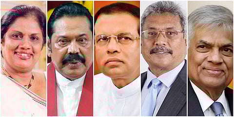 இலங்கை முன்னாள் அதிபர்கள் சந்திரிக்கா குமாரதுங்க, மகிந்த ராஜபக்ச, மைத்திரிபால சிறிசேனா, கோத்தபய ராஜபக்ச மற்றும் ரணில் விக்ரமசிங்க | கோப்புப்படம்