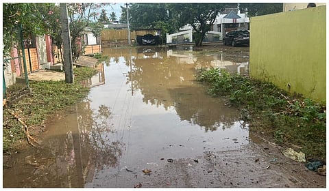 குடியிருப்பு பகுதியில் தேங்கிய மழை நீர்