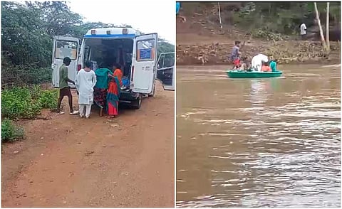 மாயாறு வெள்ளத்தில் தெங்குமரஹாடா கிராமம் துண்டிப்பு - பரிசலில் ஆற்றைக் கடந்த கர்ப்பிணி