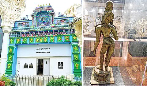 தஞ்சாவூர் நடராஜர் சிலை அருங்காட்சியகம். (அடுத்த படம்)  3 பக்கங்கள் கண்ணாடிகள் பொருத்தப்பட்டுள்ள சிலைகளில் ஒன்று.