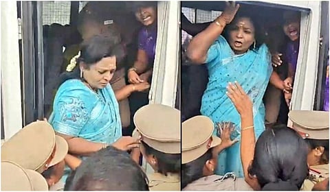 அண்ணா பல்கலை. மாணவி பாலியல் வன்கொடுமை சம்பவத்தைக் கண்டித்து போராட்டத்தில் ஈடுபட முயன்ற பாஜக முன்னாள்  தலைவர் தமிழிசை உள்ளிட்டோரை போலீஸார் கைது செய்தனர்.