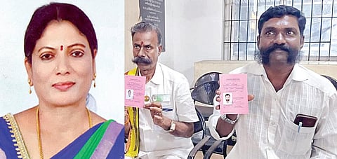 பத்மாவதி (அடுத்த படம் ) பெங்களூருவைச் சேர்ந்த சுயேச்சை வேட்பாளர் பத்மாவதியின் மனுவை  தள்ளுபடி செய்யக்கோரி, ஈரோடு மாநகராட்சி அலுவலகத்தில் நேற்று  முன்தினம் இரவு தர்ணா போராட்டத்தில் ஈடுபட்ட சுயேச்சை வேட்பாளர்கள் நூர்முகமது, பத்மராஜன், அக்னி ஆழ்வார்.