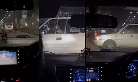 இளம்பெண்கள் சென்ற காரை விரட்டி வழிமறித்த திமுக கொடி கட்டிய சொகுசு கார்.