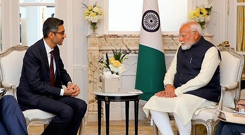பிரான்ஸ் தலைநகர் பாரிஸில் பிரதமர் மோடியுடன் சுந்தர் பிச்சை சந்திப்பு