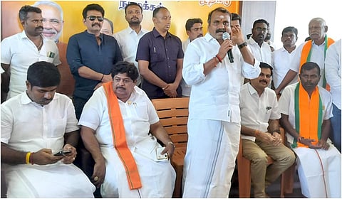 நாமக்கல் மாவட்ட பாஜக அலுவலகத்தில் நடந்த நிகழ்ச்சியில் மத்திய இணையமைச்சர் எல்.முருகன் பேசினார். 