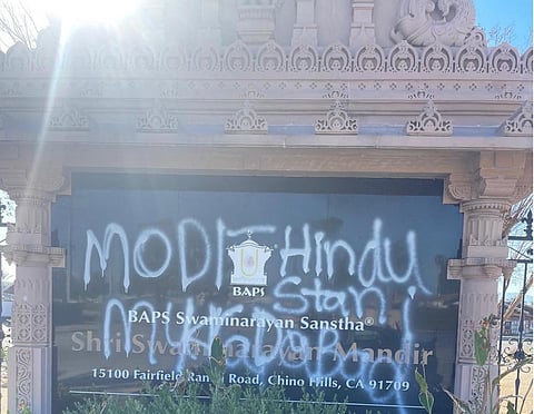 அமெரிக்காவின் கலிஃபோர்னியாவில் இந்து கோயில் சேதம் - இந்தியா கண்டனம்