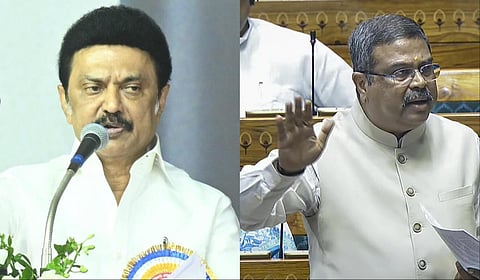 முதல்வர் ஸ்டாலின் மற்றும் மத்திய கல்வி அமைச்சர் தர்மேந்திர பிரதான்