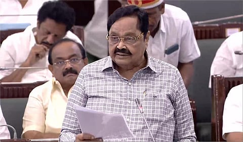 காவிரி - வைகை - குண்டாறு இணைப்புத் திட்டம் தொடர்பாக பேரவையில் கொண்டு வரப்பட்ட கவன ஈர்ப்பு தீர்மானத்துக்கு பதிலளித்து அமைச்சர் துரைமுருகன் பேசினார்