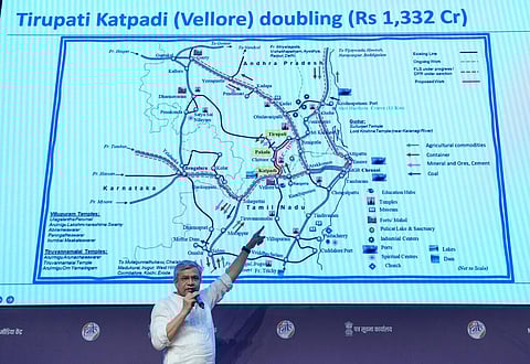 திருப்பதி - காட்பாடி இடையே ரூ.1,332 கோடியில் இரு வழி ரயில் பாதை - மத்திய அமைச்சரவை ஒப்புதல்