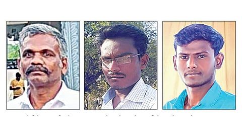 விபத்தில் உயிரிழந்த ஆறுமுகம், கர்ணன், தமிழ்பாண்டியன்.