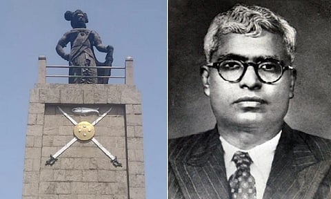 இடது: கயத்தாறில் உள்ள வீரபாண்டிய கட்டபொம்மன் சிலை | வலது: சுப்பையா சிவசங்கரநாராயண பிள்ளை