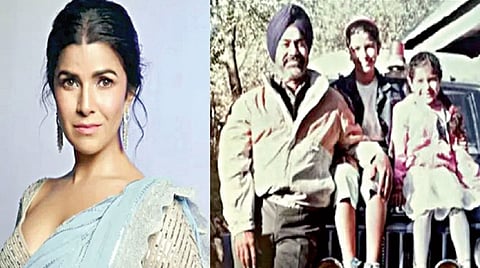 தந்தை புபேந்தர் சிங்குடன் நடிகை நிம்ரத் கவுர். (பழைய படம்)