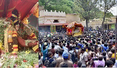 அழகர்மலை திரும்பிய கள்ளழகரை ஏராளமான பக்தர்கள் மலர்தூவி வரவேற்று வழிபட்டனர்.