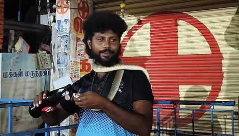 உயிரிழந்த பாம்புடன் டாஸ்மாக் கடைக்கு வந்த இளைஞர் மீது வழக்குப் பதிவு