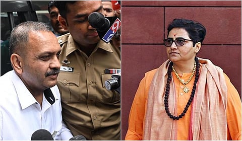 லெஃப்டினன்ட் கர்னல் பிரசாத் புரோகித் (இடது), பிரக்யா சிங் தாக்குர் (வலது)