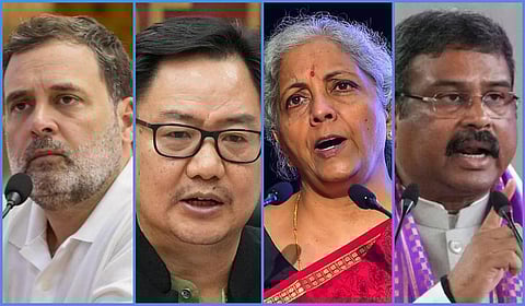 ராகுல் காந்தி, கிரண் ரிஜிஜு, நிர்மலா சீதாராமன், தர்மேந்திர பிரதான்