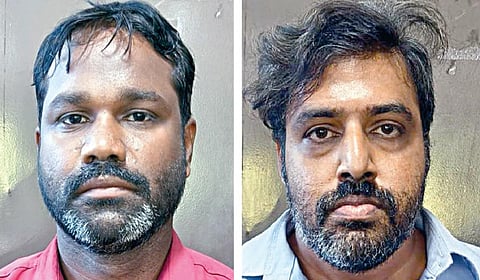 கைது செய்யப்பட்ட வங்கி மேலாளர் சரவணன் மற்றும் ஜானகிராமன்.