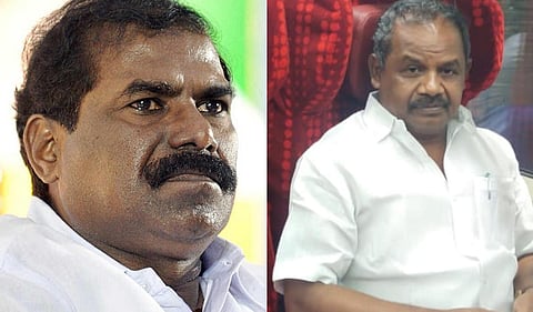 ஜிகே மணி (இடது), தரும்புரி எம்எல்ஏ எஸ்பி வெங்கடேஸ்வரன் (வலது)