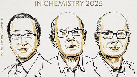வேதியியலுக்கான நோபல் பரிசு பெறும் விஞ்ஞானிகள் சுசுமு கிடகாவா, ரிச்சர்டு ராப்சன், ஒமர் எம் யாகி.