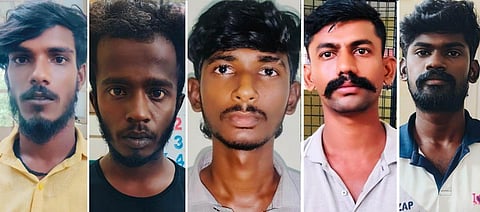 கைது செய்யப்பட்ட கார்த்திகேயன், சூர்யா, கார்த்திக்ராஜ், கார்த்திக், கணேசன்,