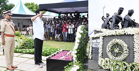 காவலர் வீரவணக்க நாள்: காவலர் நினைவுச் சின்னத்தில் முதல்வர் ஸ்டாலின் மரியாதை