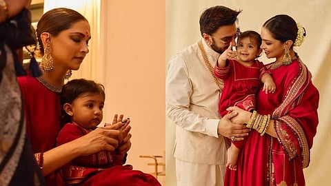 மகள் துவாவின் புகைப்படத்தை முதல் முறையாக சமூக வலைதளத்தில் பகிர்ந்த ரன்வீர் - தீபிகா தம்பதியர்!