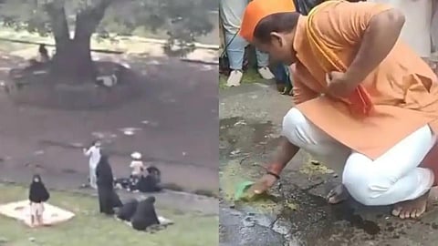 புனே பேஷ்வா கோட்டையில் முஸ்லிம் பெண்கள் தொழுகை: கோமியம் தெளித்து இந்துத்துவாவினர் போராட்டம்