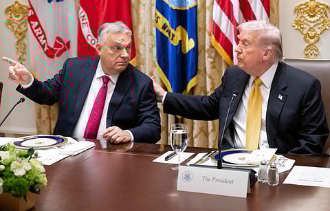 ஹங்கேரி பிரதமர் விக்டர் ஓர்பன் மற்றும் அமெரிக்க அதிபர் டொனால்டு ட்ரம்ப்