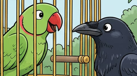 காகம் கற்றுக்கொண்ட பாடம்!