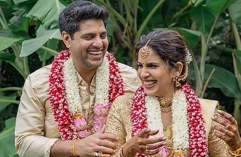 நடிகை சம்யுக்தா - கிரிக்கெட் வீரர் அனிருத்தா ஸ்ரீகாந்த் திருமண நிகழ்வு.