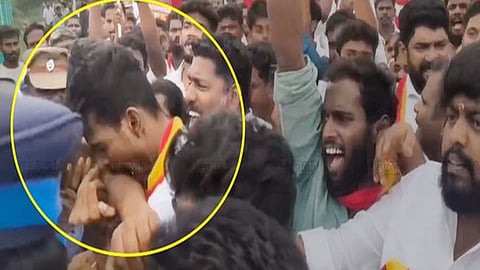 போலீஸ் காவலரின் கையை கடித்த தவெக உறுப்பினர் கைது - தருமபுரியில் நடந்தது என்ன?