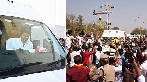 தஞ்சை தவெக பரப்புரை: திருச்சி வந்த விஜய்க்கு உற்சாக வரவேற்பு