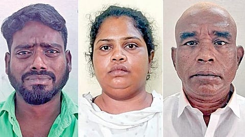 கைது செய்யப்பட்ட குமரேசன், அனிதா,&nbsp;சீனிவாசன்