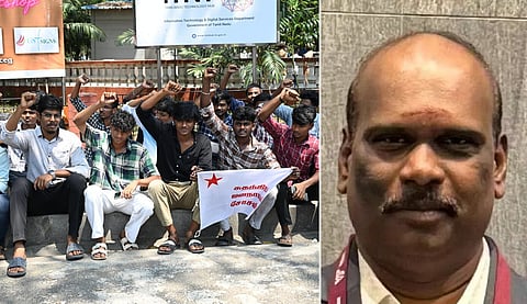 இடது: மாணவர்கள் போராட்டம் | வலது:&nbsp;பேராசிரியர் ஞானவேல் பாபு