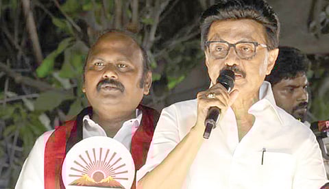 மயிலாப்பூர் தொகுதி திமுக வேட்பாளர் த.வேலுவை ஆதரித்து பிரச்சாரம் செய்த முதல்வர் மு.க.ஸ்டாலின்.