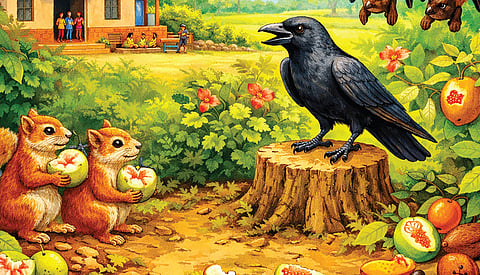 அணில் கடித்த பழம் | கதை