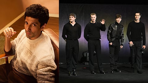 Farhan Akhtar (left), Beatles core cast (right)