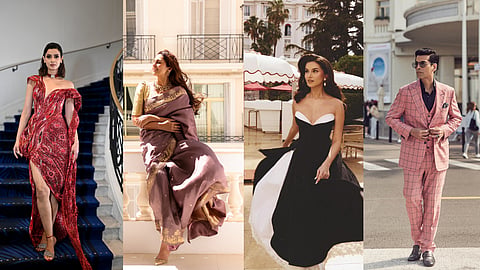 From left: Diana Penty, Huma Qureshi, Tara Sutaria and Karan Johar at Cannes 2026