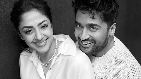On Jyotika:
Payal Khandwala Outfit
Vivienne Westwood Necklace

On Suriya:
COS Sweater
Massimo Dutti tTrousers
SWASHAA Bracelet.